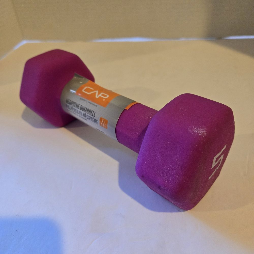 New Neoprene Dumbbell 5lb Pound Cap Hex Weights Pink Free Weights Yoga Exercise